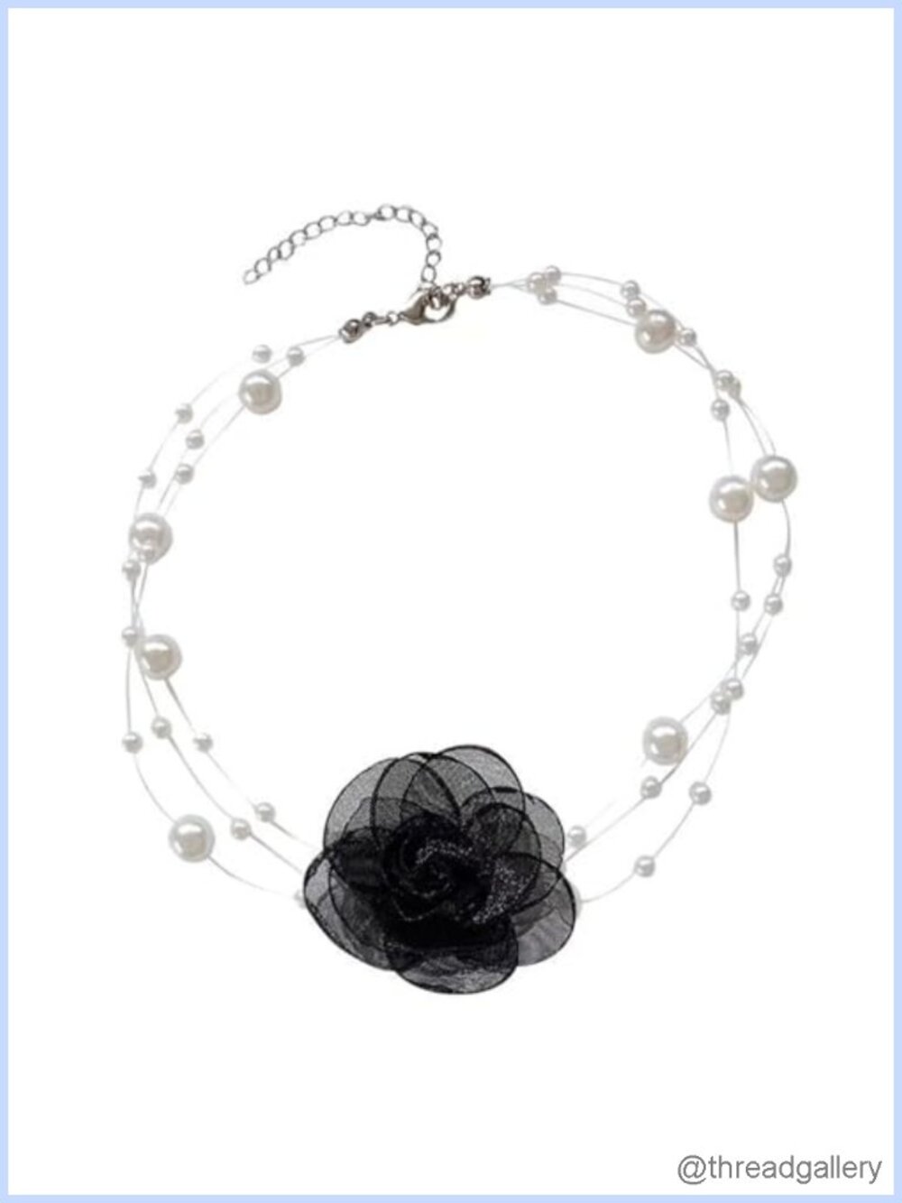 Handcrafted Rose Camellia Choker Necklace Faux Pearl Hook & Eye